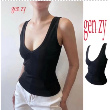 Áo ba lỗ cổ tim dáng dài thun gân Tâm, mua 2 tặng dây chuyền cao cấp, chỉ 19.430₫