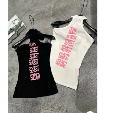 Áo Ba Lỗ Cổ Yếm Nữ Mẫu Mới COCAHOUSE - In Nhiệt, Đệm, Hở Lưng Sexy, Size Có Sẵn, Giá 99.999đ 2