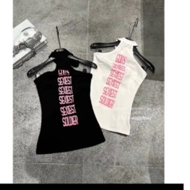 Áo Ba Lỗ Cổ Yếm Nữ Mẫu Mới COCAHOUSE - In Nhiệt, Đệm, Hở Lưng Sexy, Size Có Sẵn, Giá 99.999đ 5