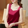 Áo ba lỗ không tay vải sa tanh ngoại cỡ nữ, cổ chữ V mùa hè sang trọng, thích hợp áo khoác và bộ xếp tầng - Giá 147.137₫ 6