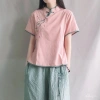 Áo blouse cài nút Trung Quốc, thêu cotton lanh, 210.189₫ - Trang phục châu Á nữ 3