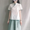 Áo blouse cài nút Trung Quốc, thêu cotton lanh, 210.189₫ - Trang phục châu Á nữ 4