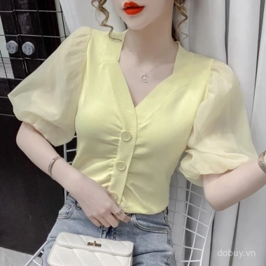 Áo blouse đan Filipiniana hiện đại, cổ vuông tay phồng, Barong - 152.899₫ 2