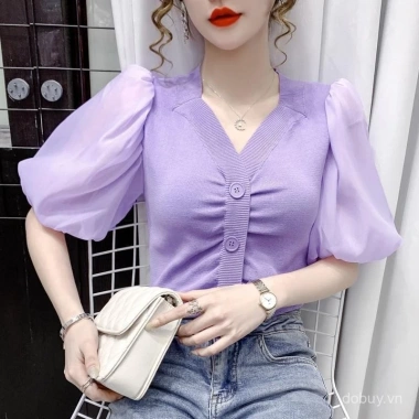 Áo blouse đan Filipiniana hiện đại, cổ vuông tay phồng, Barong - 152.899₫ 4