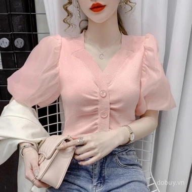 Áo blouse đan Filipiniana hiện đại, cổ vuông tay phồng, Barong - 152.899₫ 5