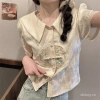 Áo blouse nữ mùa hè cổ búp bê Trung Quốc, thêu tay ngắn, sang trọng - 227.805₫ 2