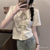 Áo blouse nữ mùa hè cổ búp bê Trung Quốc, thêu tay ngắn, sang trọng - 227.805₫ 3