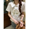 Áo blouse nữ mùa hè cổ búp bê Trung Quốc, thêu tay ngắn, sang trọng - 227.805₫ 8