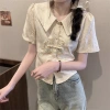 Áo blouse nữ mùa hè cổ búp bê Trung Quốc, thêu tay ngắn, sang trọng - 227.805₫ 10