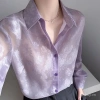 Áo blouse ren lụa thêu tay hiện đại cho phụ nữ mùa xuân 2.025, cổ đứng retro phong cách Trung Quốc dài 3