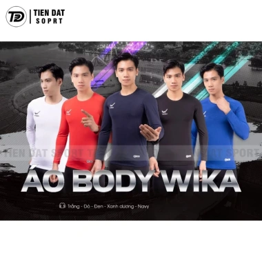 Áo Body Thể Thao WIKA Dài Tay Giữ Nhiệt Co Giãn, Thoải Mái Khi Vận Động – 99.000 Đen Trắng Đỏ