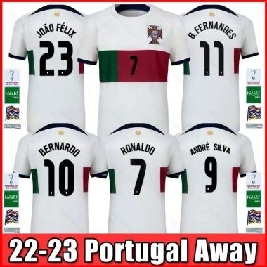 Áo bóng đá đội tuyển Bồ Đào Nha sân khách 2.022-2.023, in Bernardo Silva & Ronaldo - Giá chỉ 157.680 VND