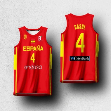 Áo bóng rổ Olympic Gasol ESPaña unisex cỡ lớn - Thiết kế người hâm mộ, giảm giá