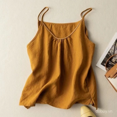Áo camisole cotton lanh mùa hè 2.025 - Retro nghệ thuật, nhẹ vừa vặn, tôn dáng, giảm 23% còn 144.074₫