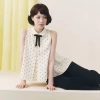 Áo chấm bi sát nách cổ sen phối nơ sang chảnh - Tiểu Thư New Era Fashion 132k 4