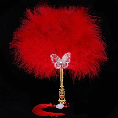 Ao choang buoi sang quạt lông vũ Hanfu phụ kiện cổ xưa, quạt biểu diễn sân khấu, khiêu vũ, chụp ảnh, trẻ em, giá 124.471 VND