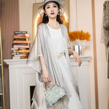 Áo choàng dạ hội nữ tua rua tỏa sáng, màu trơn thời trang - Giá ưu đãi 106k 5 Áo choàng dạ hội nữ tua rua tỏa sáng, màu trơn thời trang - Giá ưu đãi 106k 5