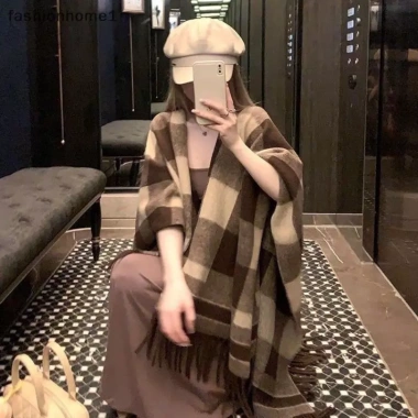 Áo Choàng Nữ Hai Mặt Mùa Đông Ấm Áp Như Chăn Dày Cashmere Cao Cấp – 242.136₫