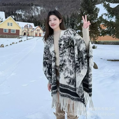 Áo Choàng Nữ Hai Mặt Mùa Đông Ấm Áp Như Chăn Dày Cashmere Cao Cấp – 242.136₫