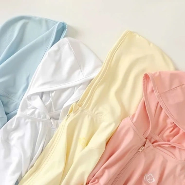 Áo chống nắng bé trai bé gái mũ nhẹ UV mùa hè pastel đa màu, giảm còn 110k
