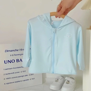 Áo chống nắng bé trai bé gái mũ nhẹ UV mùa hè pastel đa màu, giảm còn 110k