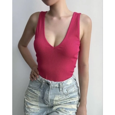 Áo cổ tim form dài vải gân tâm lụa cao cấp, thiết kế sâu, hỏa tốc, tặng dây chuyền khi mua 2 - 21.700₫