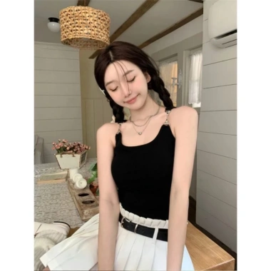 Ao cổ U 2 dây phối khoen cá tính, mút ngực, big size, giảm 17%, tặng dây chuyền cao cấp khi mua 2 sản phẩm
