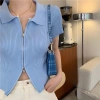 Áo cộc tay croptop len tăm co giãn, khóa kéo 2 chiều HHQC SP273 - Giá 149.000₫ 8