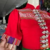 Áo cóm cổ đứng lụa Hàn đỏ tươi thổ cẩm, khít tay cộc - Giá ưu đãi 250k 2