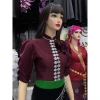 Áo cóm cổ đứng lụa mềm đỏ mận tay bồng - Áo dân tộc Thái giảm còn 300.000đ