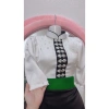 Áo cóm cổ đứng lụa mềm trắng tay lỡ bồng, đá nhỏ cổ, bấm hoa ngực - Đẹp dân tộc Thái, giá 320.000