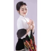 Áo cóm cổ đứng lụa mềm trắng tay lỡ dài - Thiết kế dân tộc Thái, giá ưu đãi 170k VND