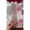 Áo cóm cổ đứng nẹp hồng vải xước trắng, 1 cánh bươm tay tơ dài, dây ngọc hoa đôi hồng - Giá 350.000 VND 3