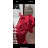 Áo cóm cổ đứng V lụa mềm đỏ đô nẹp đỏ tay cộc hoa hổng đôi đỏ - Giá chỉ 450.000₫ 3