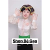 Áo cóm cổ sóng phi bóng trắng nẹp hồng, riềm tay tơ dài xoè - Dân tộc Thái, giảm còn 250k 3