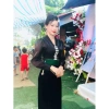 Áo cóm cổ V phi bóng đen, nẹp đen, tay tơ dài, dân tộc Thái, giảm còn 250k