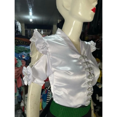 Áo cóm cổ V phi bóng tay nơ dây ngọc - Thiết kế dân tộc Thái, giảm giá 250k 6