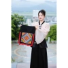 Áo cóm cổ V tơ hồng cam nẹp đen 2 cánh bươm tay dài xoè Giá ưu đãi 300.000 VND 10