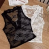 Áo Crop Top Backstreet ren viền cổ chữ V thêu hoa lưới không tay gợi cảm mùa hè 7