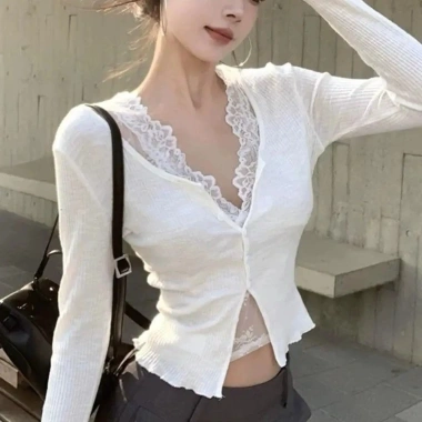 Áo Crop Top Backstreet ren viền cổ chữ V thêu hoa lưới không tay gợi cảm mùa hè 8