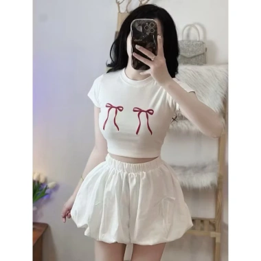 Áo Crop Top Hai Chiếc Nơ Hai Bên Xinh Xinh CR Haicaino - Giá Gốc 74.930, Giảm 59.000