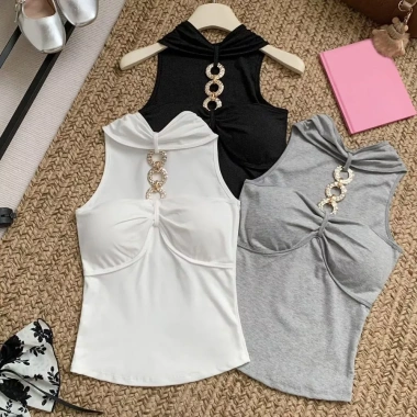 Áo Crop Top Hai Dây Mỏng Phong Cách Hàn Quốc, Khóa Kim Loại - Thời Trang Biển Giá 108k