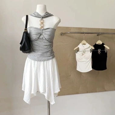 Áo Crop Top Hai Dây Mỏng Phong Cách Hàn Quốc, Khóa Kim Loại - Thời Trang Biển Giá 108k
