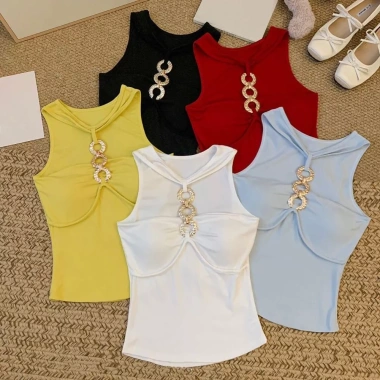 Áo Crop Top Hai Dây Mỏng Phong Cách Hàn Quốc, Khóa Kim Loại - Thời Trang Biển Giá 108k