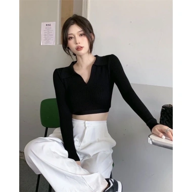 Áo Croptop Cổ Bẻ Tay Dài Nữ Siêu Thời Trang Giá 88k Khuyến Mãi Đặc Biệt 4