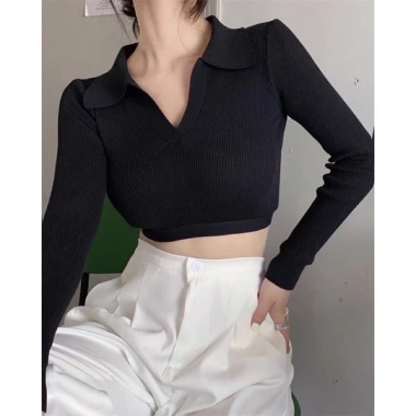 Áo Croptop Cổ Bẻ Tay Dài Nữ Siêu Thời Trang Giá 88k Khuyến Mãi Đặc Biệt 7