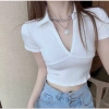 Áo Croptop Polo cổ V, áo kiểu CRT cổ bẻ - Giá 88.320 VNĐ tại Poone Store