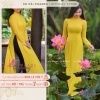 Áo dài 4 tà truyền thống CHAANG May sẵn vàng cúc, vải lụa, giá ưu đãi 309.654 VND 2