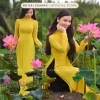 Áo dài 4 tà truyền thống CHAANG May sẵn vàng cúc, vải lụa, giá ưu đãi 309.654 VND 3