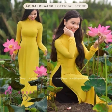 Áo dài 4 tà truyền thống CHAANG May sẵn vàng cúc, vải lụa, giá ưu đãi 309.654 VND 3